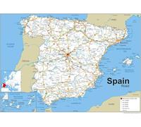 Road Map of Spain - Size A2-42 x 59.4 cm - Paper Laminated