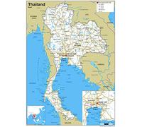 Road Map of Thailand - Size A2-59.4 x 42cm - Paper Laminated | Detailed Laminated Wall Map, Ideal For Home, Office Or Classroom Display.