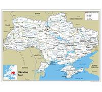 Road Map of the Ukraine - Size A1-59.4 x 84.1cm - Paper Laminated