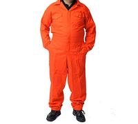 Road Master Men's Poly Cotton Coverall Overalls Painters Suit Decorators Mechanic Workwear Boiler Suit Cleaning Job Work Uniform with Two Chest Pockets, Orange, Medium
