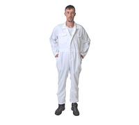 Road Master Men's Poly Cotton Coverall Overalls Painters Suit Decorators Mechanic Workwear Boiler Suit Cleaning Job Work Uniform with Two Chest Pockets, White, 5XL