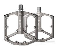 Road/Mountain Bike Pedals - 3 Bearings Bicycle Pedals - 9/16” CNC Machined Flat Pedals with Removable Anti-Skid Nails (Titanium)