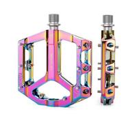 Road/Mountain Bike Pedals -Non-Slip Bicycle Flat Pedals Aluminum 9/16" - 3 Sealed Bearing Lightweight Platform Pedals for Road Mountain BMX MTB Bike (Rainbow)