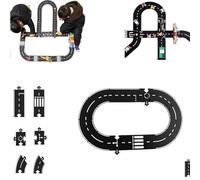 Road Puzzle Track, Flexible Rubber Road Puzzle Track Pieces, Rubber Roads for Kids, Flexible Roads Tracks for Kids, Endless Creative Combinations，fostering Creativity (12pcs)