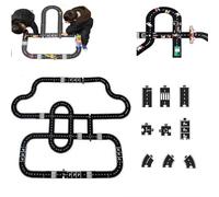 Road Puzzle Track, Flexible Rubber Road Puzzle Track Pieces, Rubber Roads for Kids, Flexible Roads Tracks for Kids, Endless Creative Combinations，fostering Creativity (64pcs)