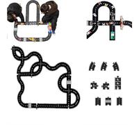 Road Puzzle Track, Flexible Rubber Road Puzzle Track Pieces, Rubber Roads for Kids, Flexible Roads Tracks for Kids, Endless Creative Combinations，fostering Creativity (50pcs A)