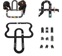 Road Puzzle Track, Flexible Rubber Road Puzzle Track Pieces, Rubber Roads for Kids, Flexible Roads Tracks for Kids, Endless Creative Combinations，fostering Creativity (40pcs)