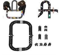 Road Puzzle Track, Flexible Rubber Road Puzzle Track Pieces, Rubber Roads for Kids, Flexible Roads Tracks for Kids, Endless Creative Combinations，fostering Creativity (16pcs)