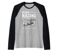 Road Racing Adrenalin ON Asphalt Motorcycle Motorsport Rider Raglan Baseball Tee
