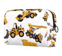 Road Roller Truck Crane Bulldozer Cosmetic Bag for Women, Travel Toiletries Bags Large Makeup Handy Pouch Organiser Bag with Zipper