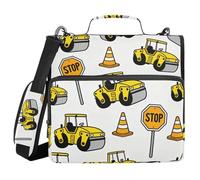 Road Rollers and Stop Signs 3 Ringing Organizer Binder with Shoulder Strap Multiple Pockets Portfolios Portfolio Organizer for Middle Student