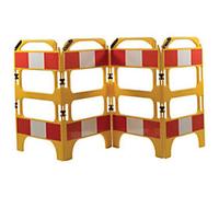 Road Safety Barrier Floor Standing Yellow 100 x 75 x 100 cm Pack of 4