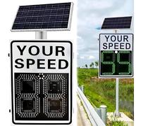 Road Safety Warning Sign 2 Digital LED SPEED DISPLAY SIGN, Solar Powered Radar Speed Limit Sign With High Brightness Reflective,Road Radar Feedback Sign,Visible Distance:>500m