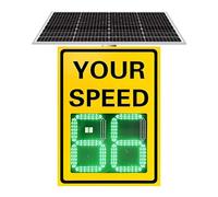 Road Safety Warning Sign 20"x27"/24"x35" Solar Powered Led Speed Limit Signs, Rust Proof Aluminum Radar Speed Detector, Traffic Feedback Warning Board,high Brightness, Low Energy(Yellow,24''x35‘’)