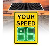 Road Safety Warning Sign Flashing Solar Powered Led Speed Limit Signs, 20"x27"/24"x35" Aluminum Radar Speed Auto Red/Green Alert For Overspeed Detection ，High Visibility Day/Night(Yellow,24''x35‘’)