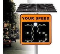 Road Safety Warning Sign LED Digital Solar Radar Speed Limit Sign, Aluminum Radar Speed Display Detector, Applicable To Highways,Speed-Limited Roads, IP65(Orange)