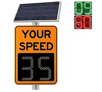 Road Safety Warning Sign Solar Powered Radar Feedback Speed Limit Sign, Aluminum Detector For Highways Speed-Limited Roads, 24 * 35in Road Warning