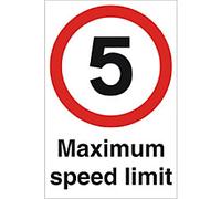 Road Sign 5 Mph Adhesive Plastic 60 x 40 cm