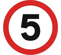 Road Sign 5 Mph Wall Mounted ACM (Aluminium Composite Material) 45 x 45 cm