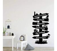Road Sign Kids Wall Decal Vinyl Sticker Storybook Signpost Fandom Lord of The Ring Narnia Peter Pan Typography Door Murals 42X74Cm