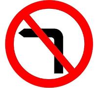 Road Sign No Left Turn Wall Mounted ACM (Aluminium Composite Material) 45 x 45 cm