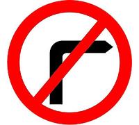 Road Sign No Right Turn Wall Mounted ACM (Aluminium Composite Material) 45 x 45 cm