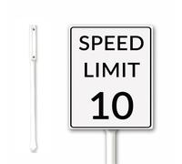 Road Sign, Street Signs, Speed Limit Sign 15, MPH Yard Sign With Stake Slow Down Traffic Sign, 20x30 CM Sturdy Aluminum, Outdoor Use for Neighbour Driveway Yard or School, White in Black