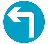Road Sign Turn Left Ahead Wall Mounted ACM (Aluminium Composite Material) 45 x 45 cm