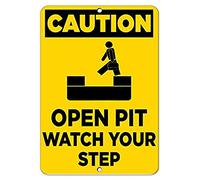 Road Signs Caution Open Pit Watch Your Step Hazard Sign Warning Sign 12" X 8"