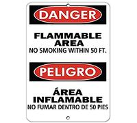Road Signs Danger Flammable Area No Smoking Within 50 Ft Hazard Sign Warning Sign 12" X 8"