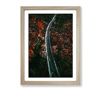 Road Through A Forest In Ukraine Modern Framed Print | A2 Oak Framed Wall Art | Ready to Hang | Modern Landscape Picture | Living Room Bedroom Lounge Office