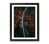 Road Through A Forest In Ukraine Modern Framed Print | A3 Black Framed Wall Art | Ready to Hang | Modern Landscape Picture | Living Room Bedroom Lounge Office