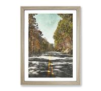 Road Through An Autumn Forest Vol.1 Painting Modern Framed Print | A3 Oak Framed Wall Art | Ready to Hang | Modern Landscape Picture | Living Room Bedroom Lounge Office