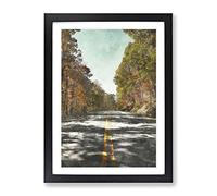 Road Through An Autumn Forest Vol.1 Painting Modern Framed Print | A4 Black Framed Wall Art | Ready to Hang | Modern Landscape Picture | Living Room Bedroom Lounge Office