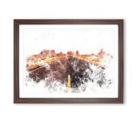 Road Through Arizona Watercolour Modern Framed Print | A3 Walnut Framed Wall Art | Ready to Hang | Modern Historical Picture | Living Room Bedroom Lounge Office