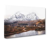 Road Through Lofoten In Norway Canvas Print | Gallery Wrapped 30mm Frame Wall Art | 24x16 inches | Ready to Hang | Abstract Picture | Living Room Bedroom Lounge Office