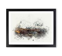 Road Through Lofoten In Norway In Abstract Modern Art Framed Print | A2 Black Framed Wall Art | Ready to Hang | Abstract Fantasy Picture | Living Room Bedroom Lounge Office