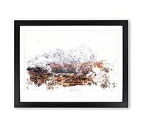 Road Through Lofoten In Norway Watercolour Modern Framed Print | A3 Black Framed Wall Art | Ready to Hang | Modern Historical Picture | Living Room Bedroom Lounge Office