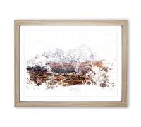 Road Through Lofoten In Norway Watercolour Modern Framed Print | A4 Oak Framed Wall Art | Ready to Hang | Modern Historical Picture | Living Room Bedroom Lounge Office