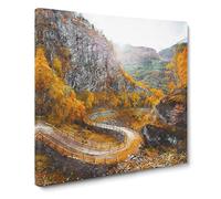 Road Through Norway Canvas Print | Gallery Wrapped 30mm Frame Wall Art | 20x20 inches | Ready to Hang | Modern Picture | Living Room Bedroom Lounge Office