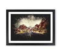 Road Through The Grand Canyon Paint Splash Framed Print | A2 Black Framed Wall Art | Ready to Hang | Modern Nature Picture | Living Room Bedroom Lounge Office