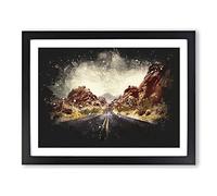 Road Through The Grand Canyon Paint Splash Modern Art Framed Print | A2 Black Framed Wall Art | Ready to Hang | Modern Nature Picture | Living Room Bedroom Lounge Office