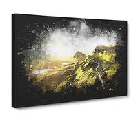 Road Through The Isle Of Skye In Scotland Paint Splash Canvas Print | Gallery Wrapped 30mm Frame Wall Art | 20x14 inches | Ready to Hang | Modern Picture | Living Room Bedroom Lounge Office