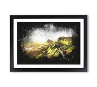 Road Through The Isle of Skye in Scotland Paint Splash Framed Print | A2 Black Framed Wall Art | Ready to Hang | Modern Nature Picture | Living Room Bedroom Lounge Office