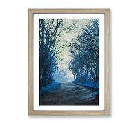 Road Through The Woods In Abstract Modern Framed Print | A4 Oak Framed Wall Art | Ready to Hang | Abstract Landscape Picture | Living Room Bedroom Lounge Office