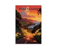 Road to Hana Hawaii Vintage Travel Poster Decorative Painting Print Picture Canvas Wall Art Bedroom Office Living Room Decoration 16x24inch(40x60cm)