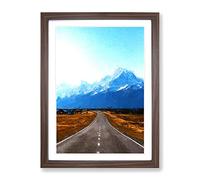 Road To Mount Cook In New Zealand Modern Framed Print | A3 Walnut Framed Wall Art | Ready to Hang | Modern Landscape Picture | Living Room Bedroom Lounge Office