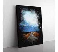 Road To Mount Cook In New Zealand Paint Splash Modern Canvas Wall Art Print Ready to Hang, Framed Picture for Living Room Bedroom Home Office Décor, 76x50 cm (30x20 Inch)