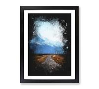 Road To Mount Cook In New Zealand Paint Splash Modern Framed Print | A4 Black Framed Wall Art | Ready to Hang | Modern Landscape Picture | Living Room Bedroom Lounge Office