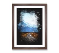 Road To Mount Cook In New Zealand Paint Splash Modern Framed Print | A4 Walnut Framed Wall Art | Ready to Hang | Modern Landscape Picture | Living Room Bedroom Lounge Office